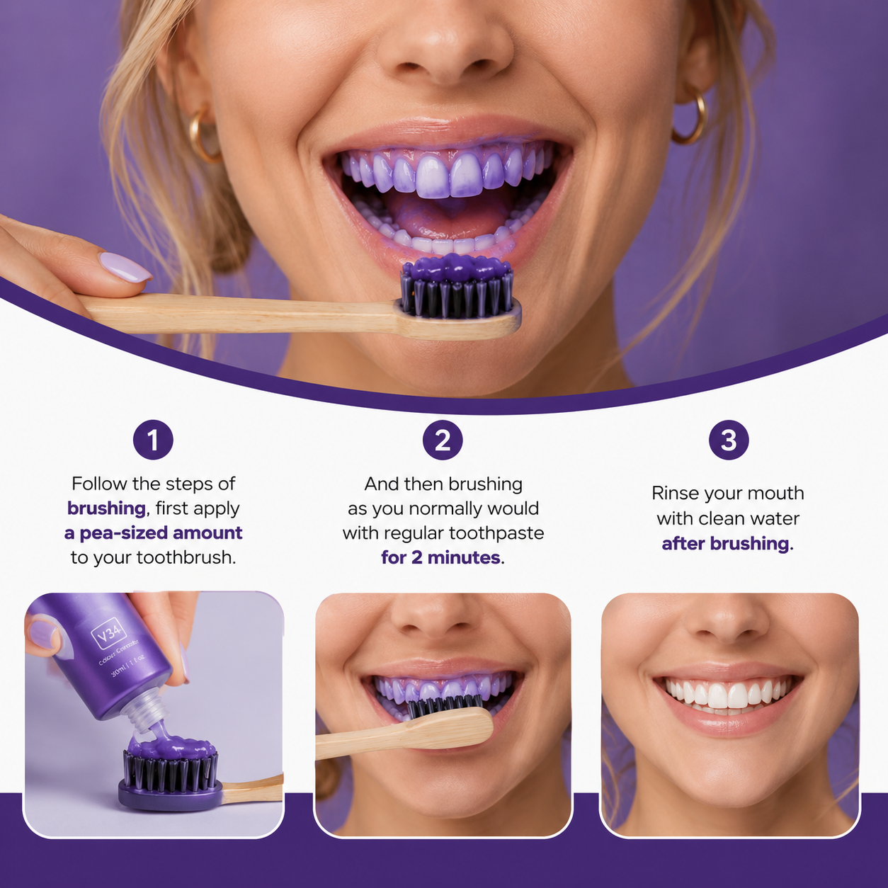 Hismiles Purple Toothpaste – Color Correcting Teeth Brightener