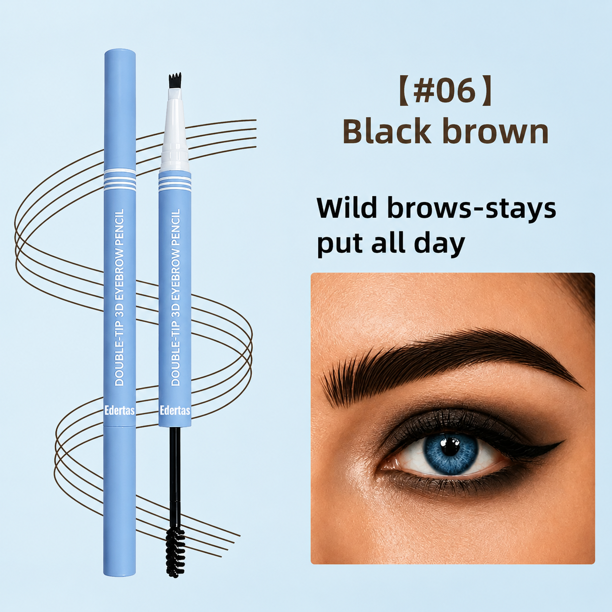 Edertas 2-in-1 Eyebrow Pen with Spoolie – Define, Fill & Blend
