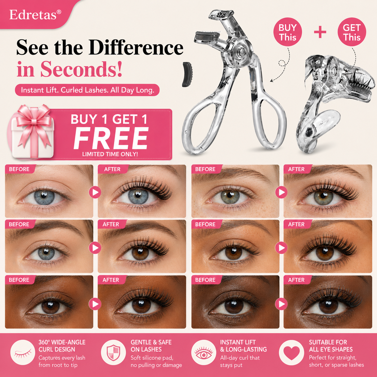 Edertas 2-in-1 Wide-Angle Lash Curler Set