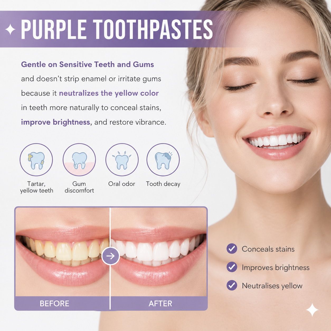 Hismiles Purple Toothpaste – Color Correcting Teeth Brightener