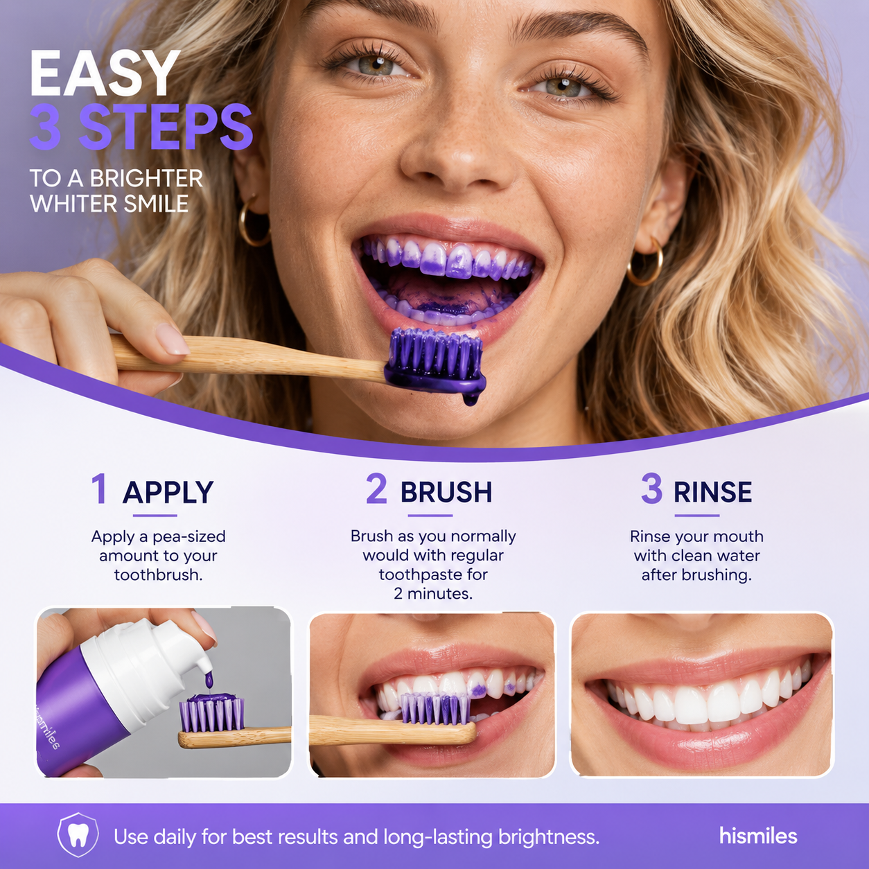 Hismiles Purple Toothpaste – Color Correcting Teeth Brightener