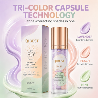 QIBEST Tri-Color Capsule SPF 50+ Sunscreen Primer