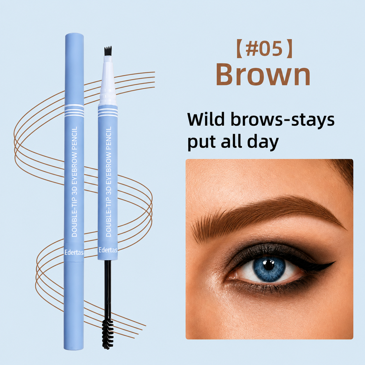 Edertas 2-in-1 Eyebrow Pen with Spoolie – Define, Fill & Blend