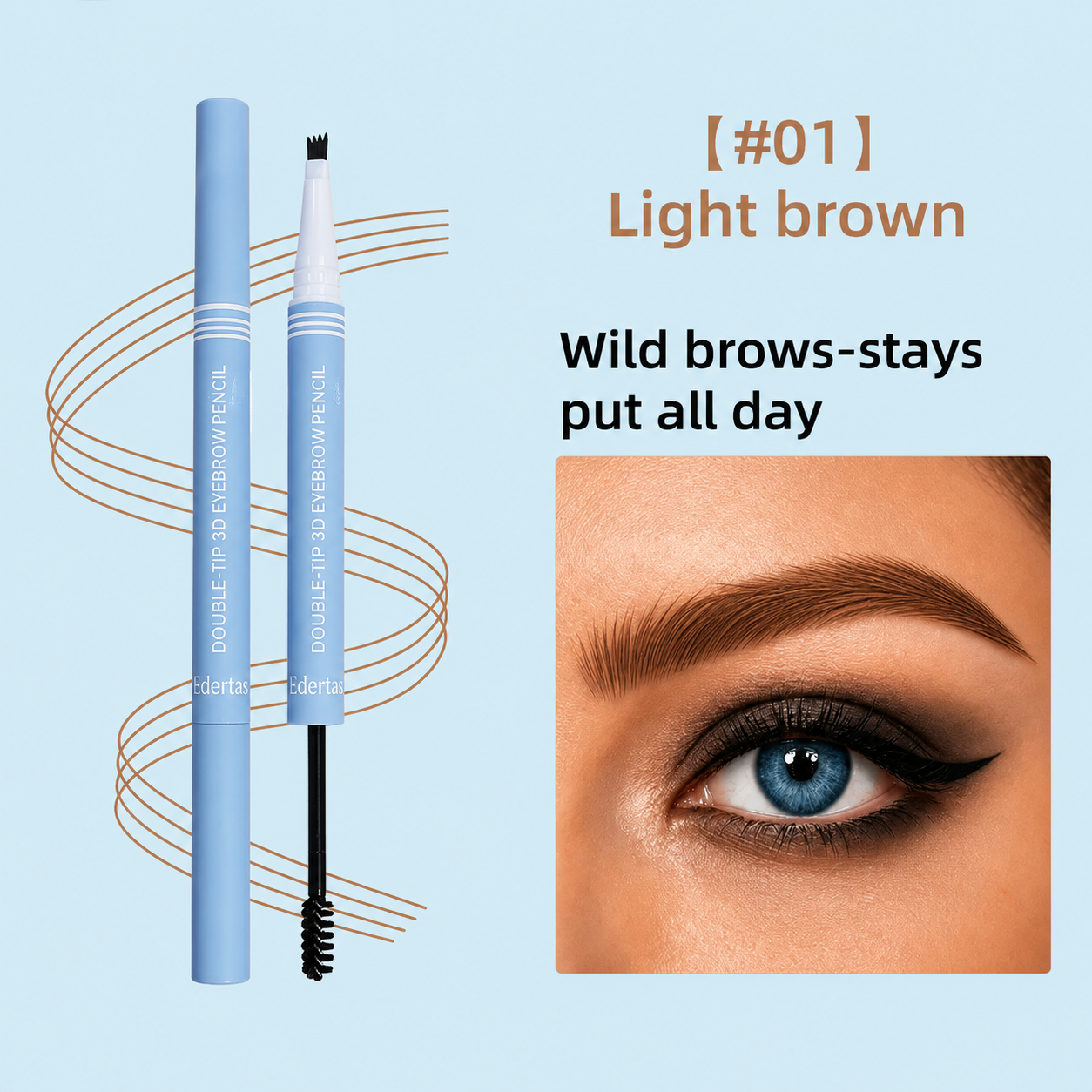 Edertas 2-in-1 Eyebrow Pen with Spoolie – Define, Fill & Blend