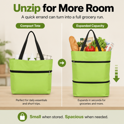 Edertas 2-in-1 Foldable Rolling Grocery Tote with Hidden Wheels