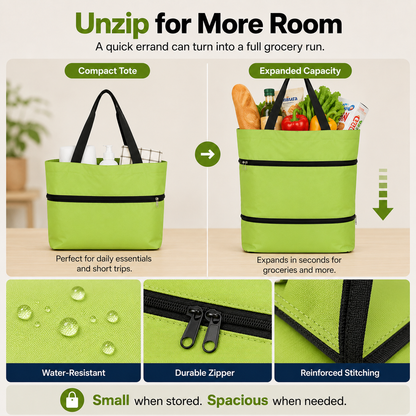 Edertas 2-in-1 Foldable Rolling Grocery Tote with Hidden Wheels