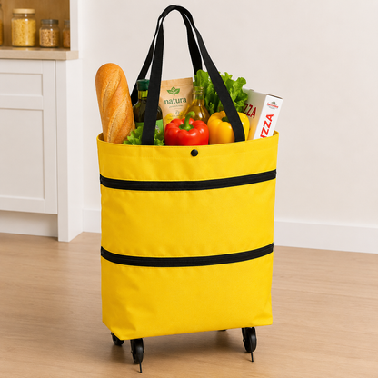 Edertas 2-in-1 Foldable Rolling Grocery Tote with Hidden Wheels