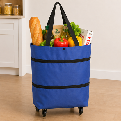 Edertas 2-in-1 Foldable Rolling Grocery Tote with Hidden Wheels